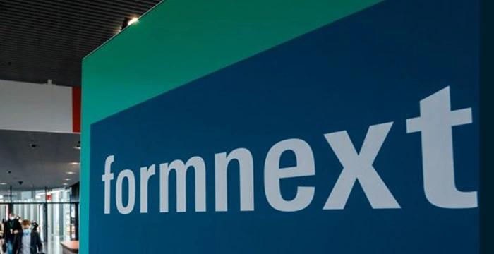 Rótulo de la feria Formnext en el recinto del Messe Frankfurt