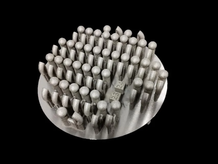 Disc with a lattice structure printed on metal