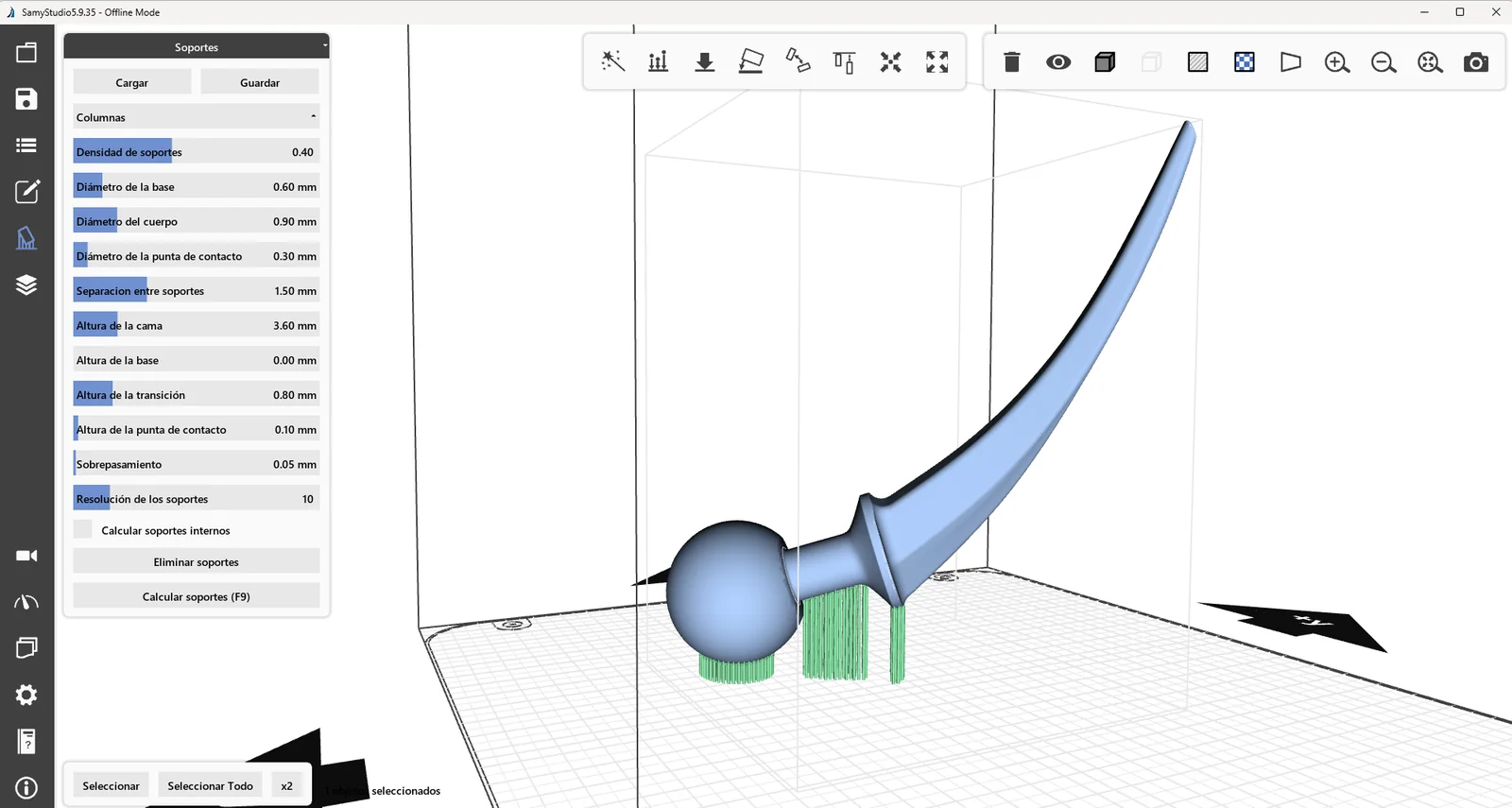 Curved cantilevered part with supports only at the lower points, by SamyStudio